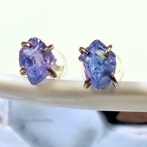 Melissa Joy Manning Raw Tanzanite Stud Earrings